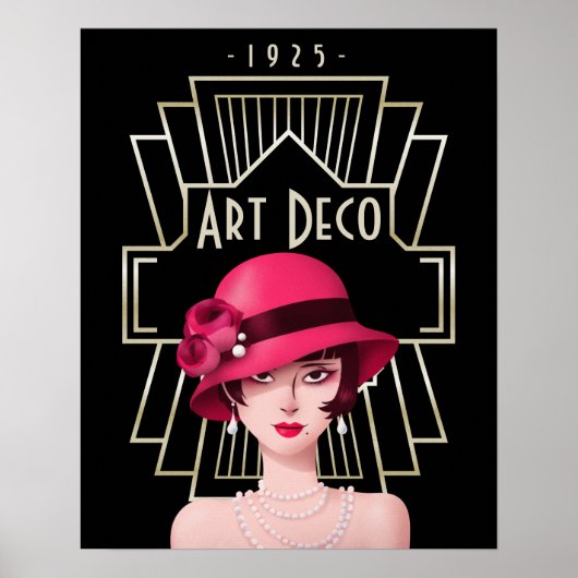 アールデコ風のヴィンテージ グラム 1920年代のレディ ブラック ポスター (正面)
