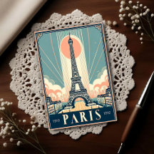 アールデコ風の1910年パリエッフェル塔のヴィンテージポスター