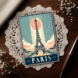 アールデコ風の1910年パリエッフェル塔のヴィンテージポスター ポストカード