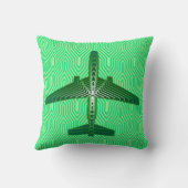 アールデコ飛行機、エメラルドとジェードグリーン クッション (裏面)