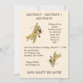 アールデコ飛行機 – 黄色のパーティー時間+詳細 招待状 (裏面)