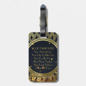 アールデコ魅力的で幾何学的なパターンモノグラム ラゲッジタグ (裏面縦)