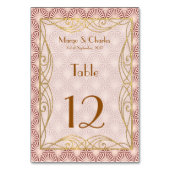 アールデコ魅力的な|Goldフレームのピンクの貝のテーブルは番号が付いています テーブルナンバー (裏面)