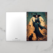 アールデコ魔女と黒猫と満月 箔シーズンカード (外側レイダウン)