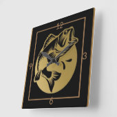 アールデコ魚スタイル スクエア壁時計 (傾斜)