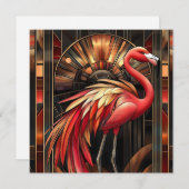 アールデコ鮮やかフラミンゴイラストレーション シーズンカード (正面/裏面)