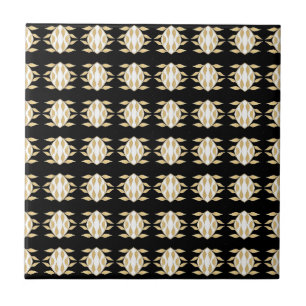 アールデコ黒の金ゴールド白の図 タイル