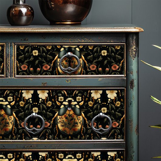 アールデコ黒甲虫金ゴールドフローラ模様 薄葉紙