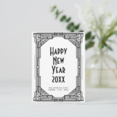 アールデコ黒白ハッピーニューイヤー ポストカード (スタンド正面)