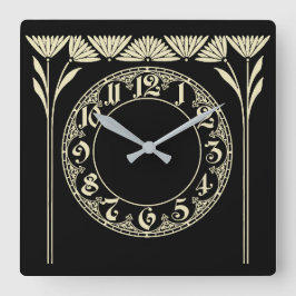アールデコ黒 スクエア壁時計