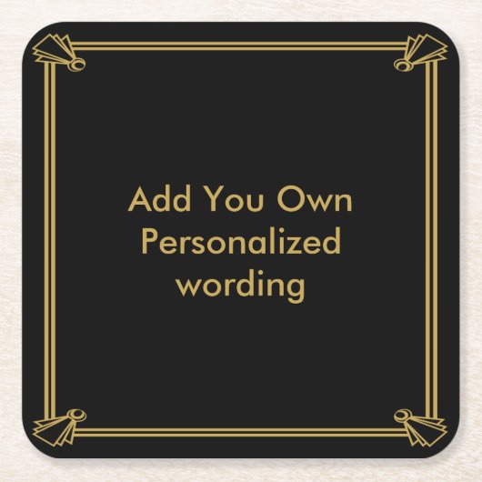 アールデコ1920のスタイルの名前入りなコースター スクエアペーパーコースター (正面)