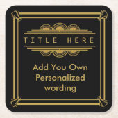 アールデコ1920スタイルコースタパーソナライズされたー スクエアペーパーコースター (正面)