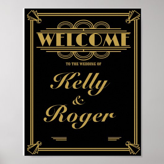 アールデコ1920年代のギャツビースタイル結婚の歓迎プリント ポスター (正面)