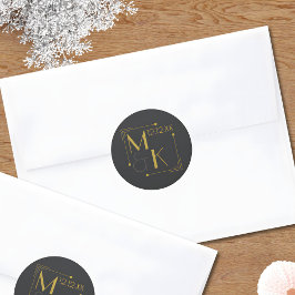 アールデコ1920結婚年代の黒金ゴールド ラウンドシール