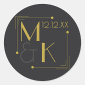 アールデコ1920結婚年代の黒金ゴールド ラウンドシール (正面)