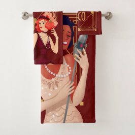 アールデコ1920sグラムレディース金ゴールドブルゴーニュ バスタオルセット