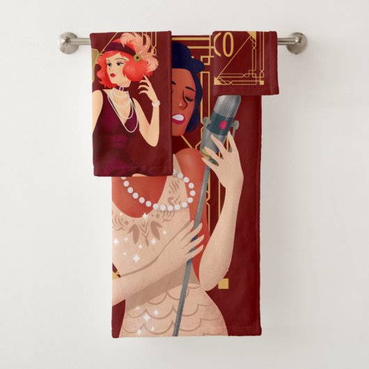 アールデコ1920sグラムレディース金ゴールドブルゴーニュ バスタオルセット (インサイチュ)