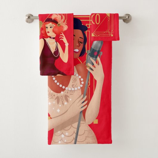 アールデコ1920sグラムレディース金ゴールド赤 バスタオルセット (インサイチュ)