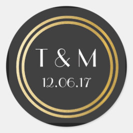 アールデコ1920sステッカーブラック金ゴールドラウンドラベル ラウンドシール