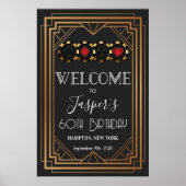 アールデコ1920sブラックと金ゴールドのカジノウェルカムサイン ポスター (正面)