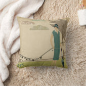 アールデコ1920sヴィンテージティール（緑がかった色）オリーブ・モノグラム クッション (ブランケット)