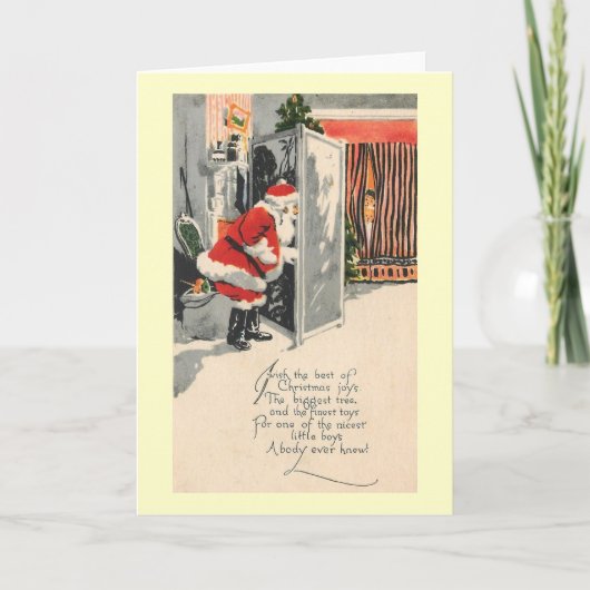 アールデコ1921年サンタクロースとニースボーイヴィンテージ シーズンカード (正面)