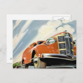 アールデコ1930の赤いモーターポストカード ポストカード (正面/裏面)