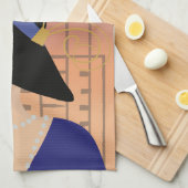 アールデコ1930年代の女性とクライスラー建物 キッチンタオル (四つ折り)