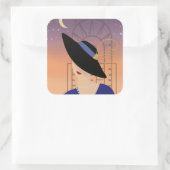 アールデコ1930年代の女性とクライスラー建物 スクエアシール (バッグ)