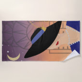 アールデコ1930年代の女性とクライスラー建物 ビーチタオル (正面)