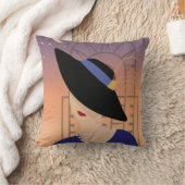 アールデコ1930年代女性とクライスラー建物 クッション (ブランケット)