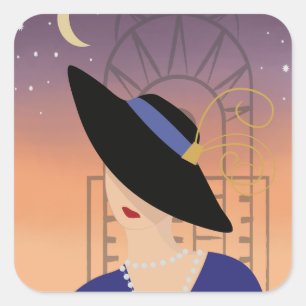 アールデコ1930年代女性とクライスラー建物 スクエアシール