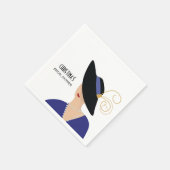 アールデコ1930年代 黒い帽子の女性の結婚前お茶会 スタンダードカクテルナプキン (角)