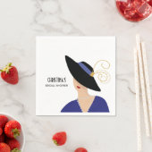 アールデコ1930年代 黒い帽子の女性向け ブライズシャワー スタンダードカクテルナプキン (インサイチュ)