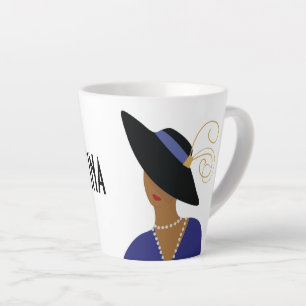 アールデコ1930sファッションプレート女性in Black Hat カフェラテマグ