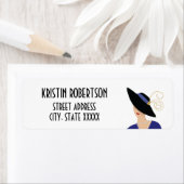 アールデコ1930sファッション女性ブラックハットアドレス ラベル (インサイチュ)