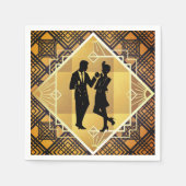 アールデコ20のカップル大晦日のパーティー スタンダードカクテルナプキン (正面)