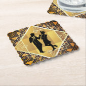 アールデコ20のカップル大晦日のパーティー ペーパーコースター (アングル)
