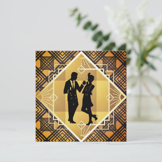 アールデコ20のカップル新年のイブ招待状 (スタンド正面)