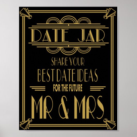 アールデコ20の日付ジャー結婚式パーティープリント ポスター (正面)