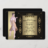 アールデコ20の誕生日パーティー 招待状 (正面/裏面)