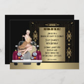 アールデコ20の誕生日パーティー 招待状 (正面/裏面)