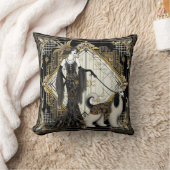 アールデコ20エレガント人レディ&ドッグ クッション (ブランケット)