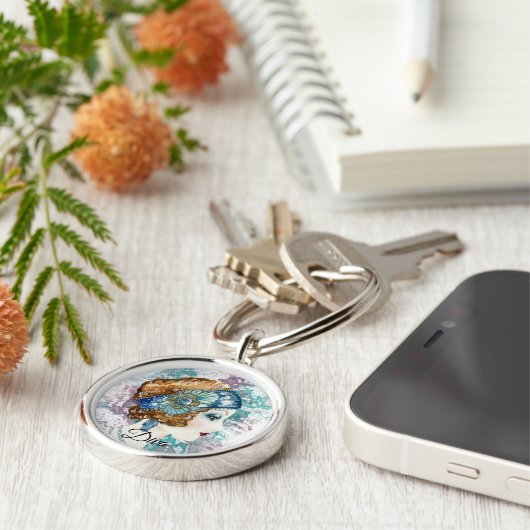 アールデコ20ファッションディバウォーターカラーアート キーホルダー (側面)