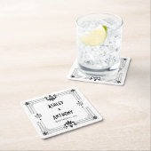 アールデコ20年代の新郎新婦結婚のデート スクエアペーパーコースター (インサイチュ)