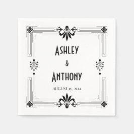 アールデコ20年代の新郎新婦結婚のデート スタンダードカクテルナプキン