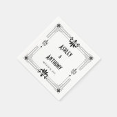 アールデコ20年代の新郎新婦結婚のデート スタンダードカクテルナプキン (角)