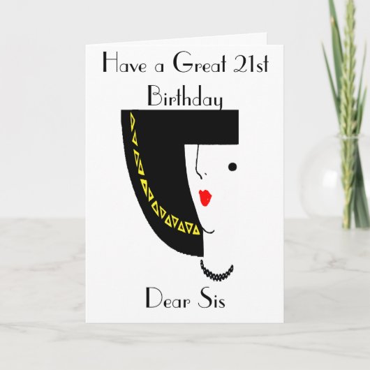 アールデコ21歳誕生日グリーティングカード カード (正面)