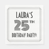 アールデコ25インスパイアth Birthday Party名前をカスタムする スタンダードランチョンナプキン (正面)