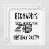 アールデコ28インスパイアth Birthday Party名前をカスタムする 招待状 (正面/裏面)